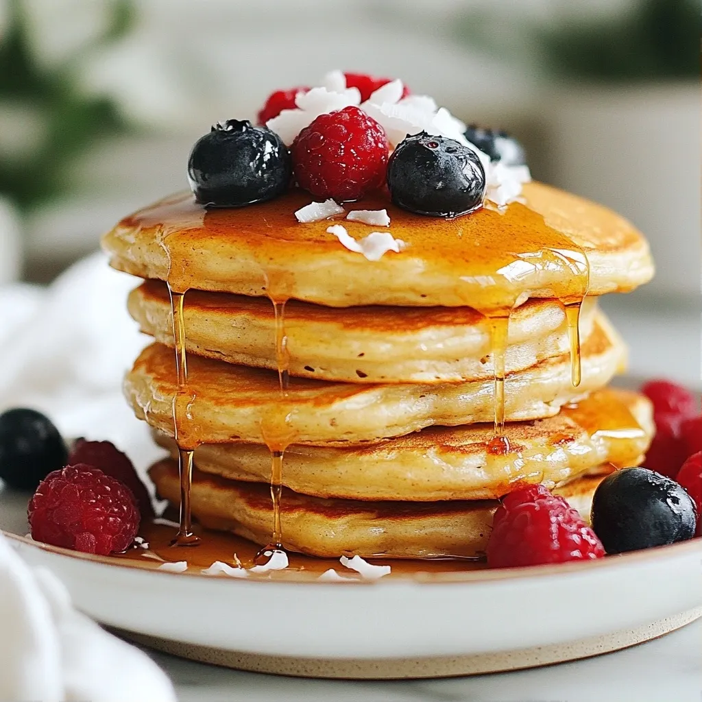Fluffy Protein Vanilla Coconut Pancakes Delight