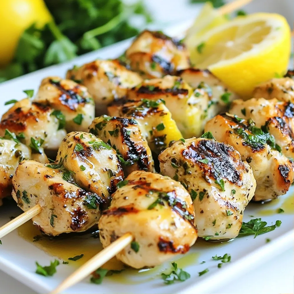 Grilled High Protein Lemon Herb Chicken Skewers Delight