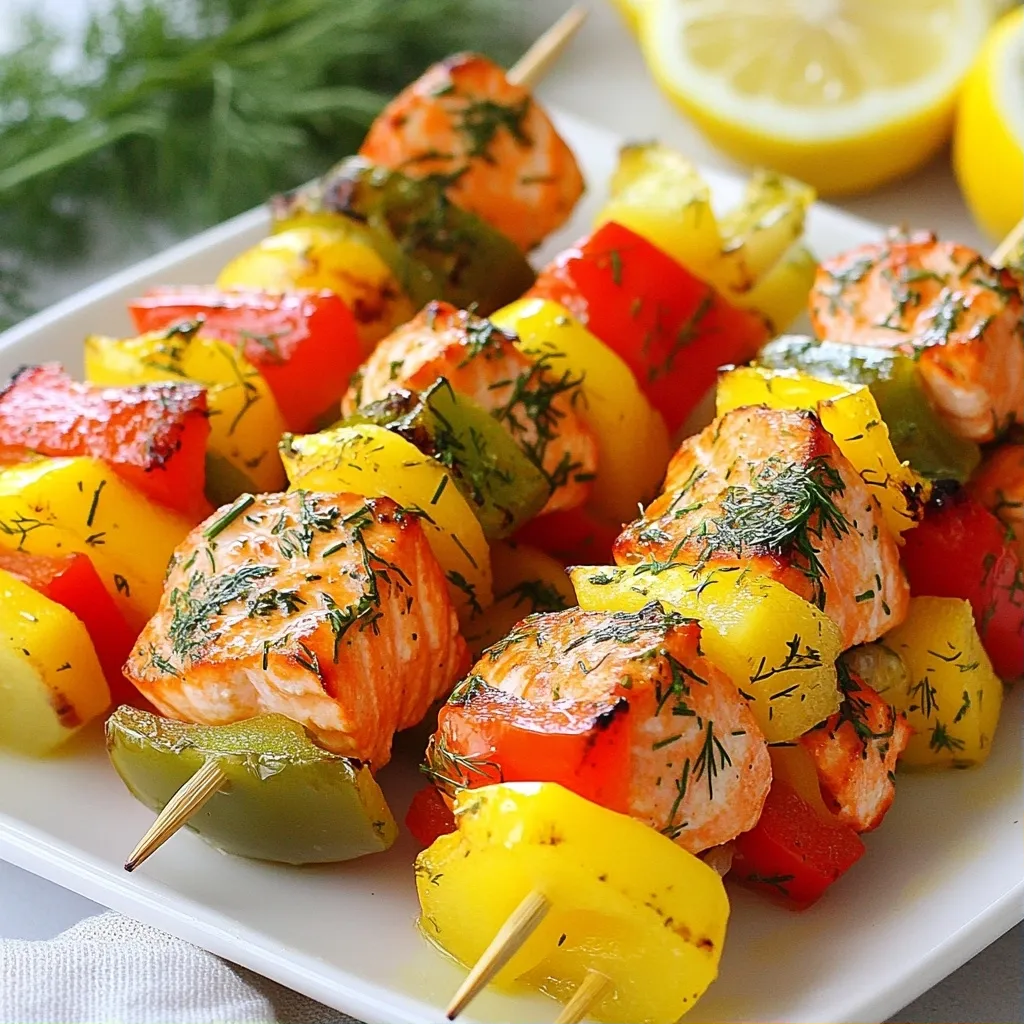 Tangy High Protein Recipes Lemon Dill Salmon Skewers