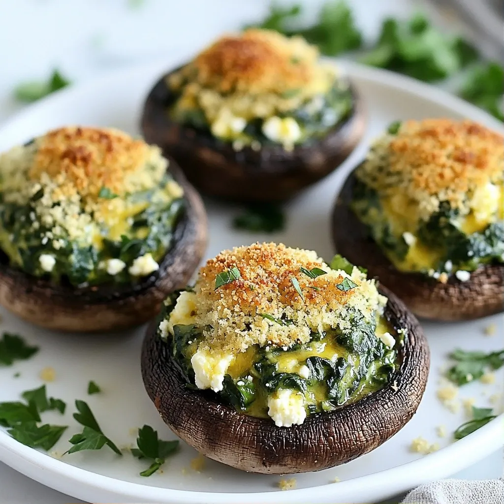 Healthy Air Fryer Dishes Spinach and Feta Stuffed Mushrooms