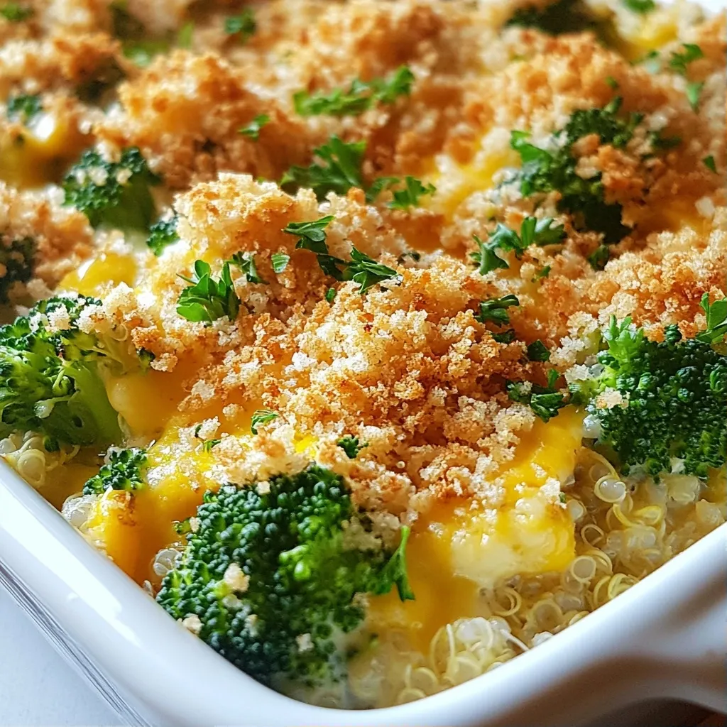 Cheesy High Protein Recipe Broccoli Quinoa Casserole