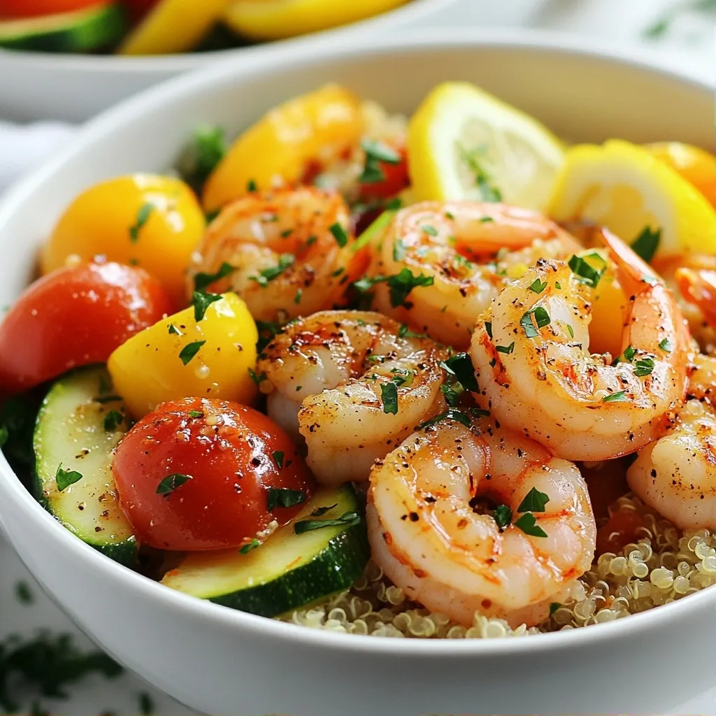 Garlicky High Protein Recipes Shrimp and Quinoa Bowl