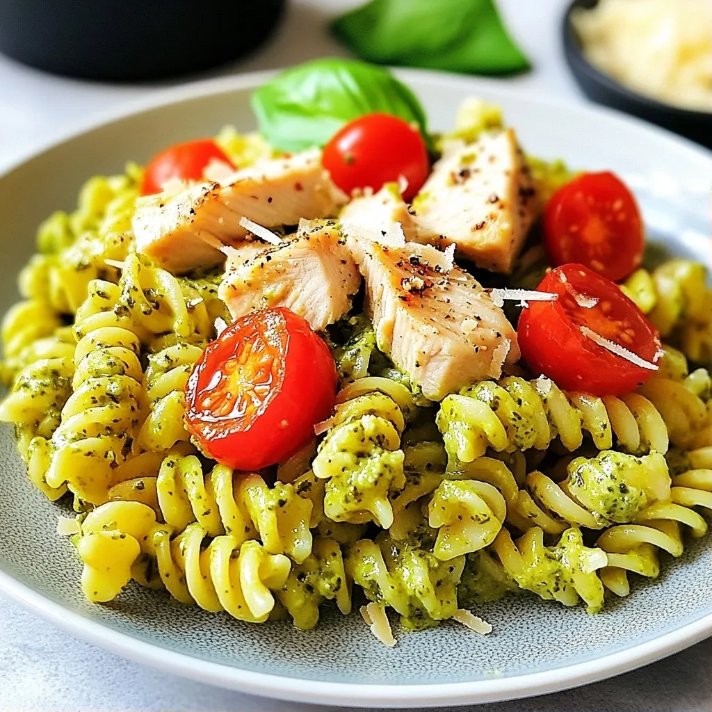 Creamy High Protein Pesto Chicken Pasta Recipe