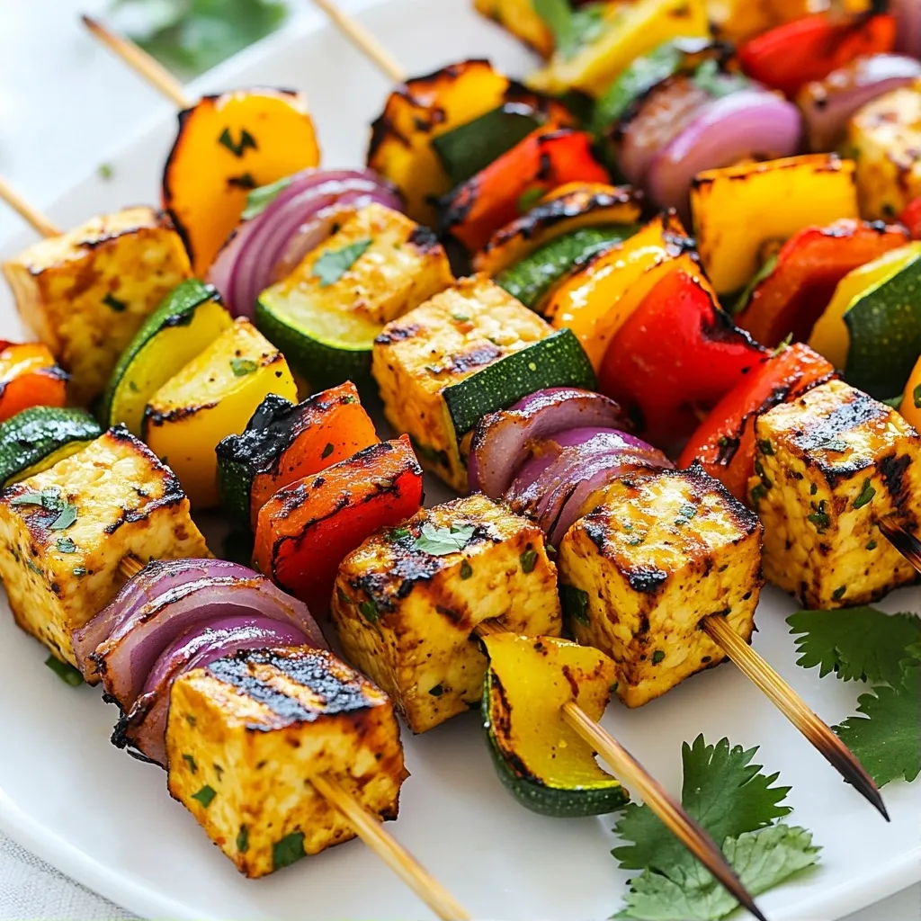 Garlicky Trend High Protein Recipes Grilled Tofu Skewers