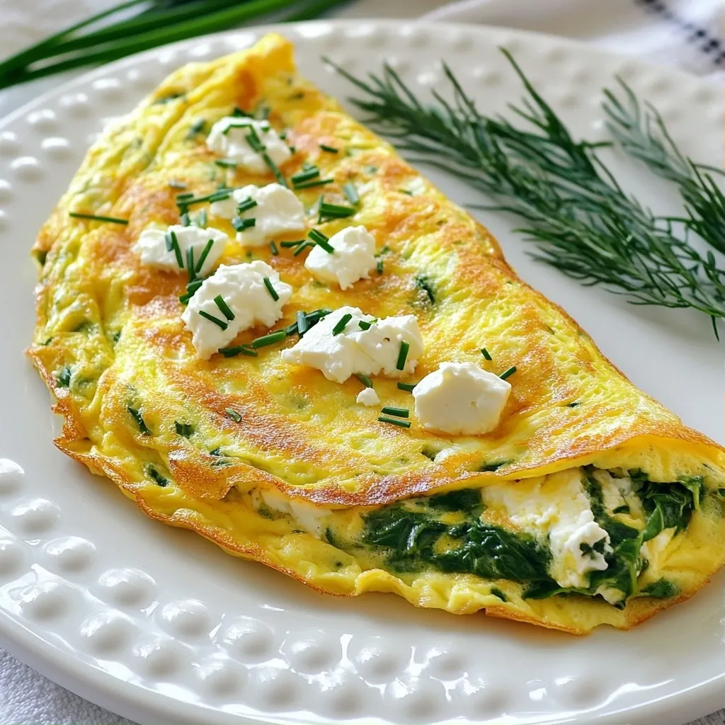Fluffy Healthy Breakfast Spinach and Cheese Omelet Recipe