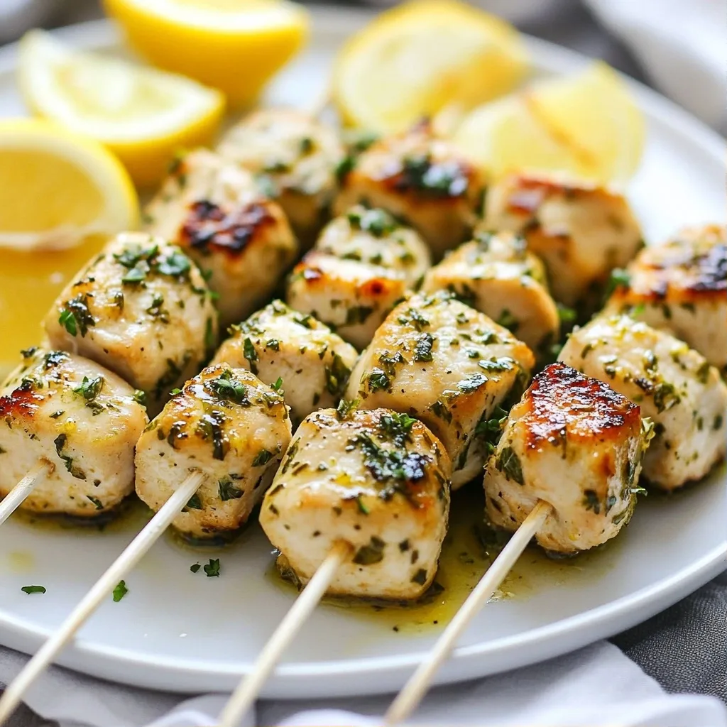 Herbed High Protein Lemon Basil Chicken Skewers Delight