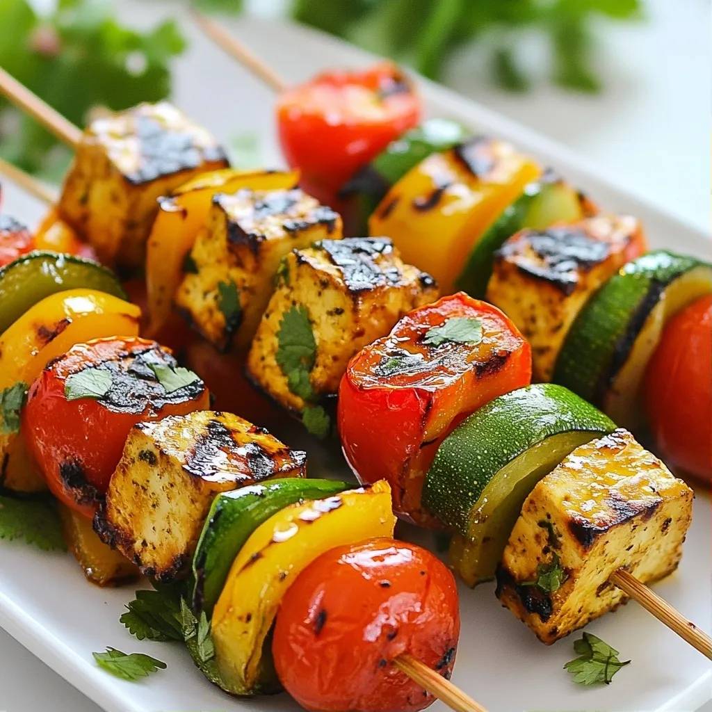 Smoky High Protein Recipes Grilled Tofu Veggie Skewers