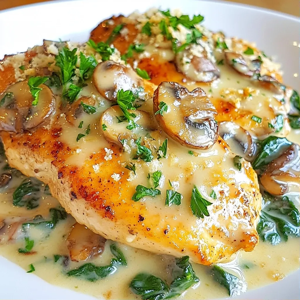Easy Chicken Creamy Mushroom and Spinach Delight