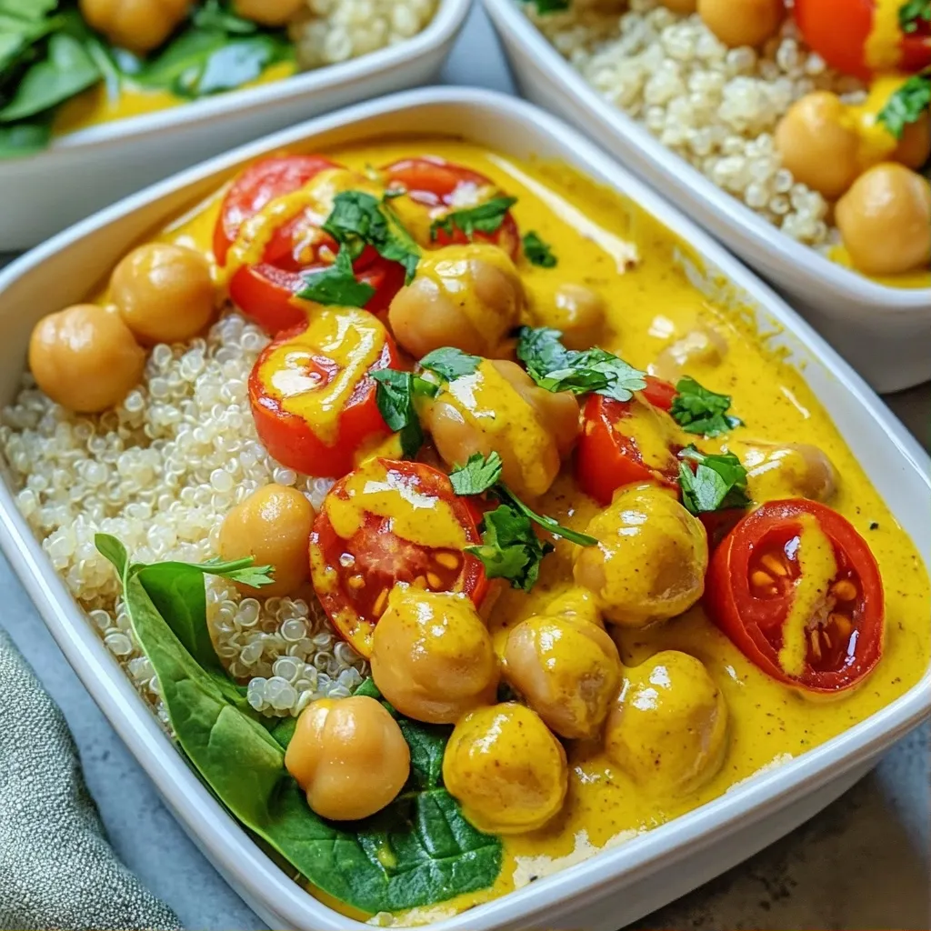 Creamy High Protein Recipes Coconut Curry Chickpea Prep