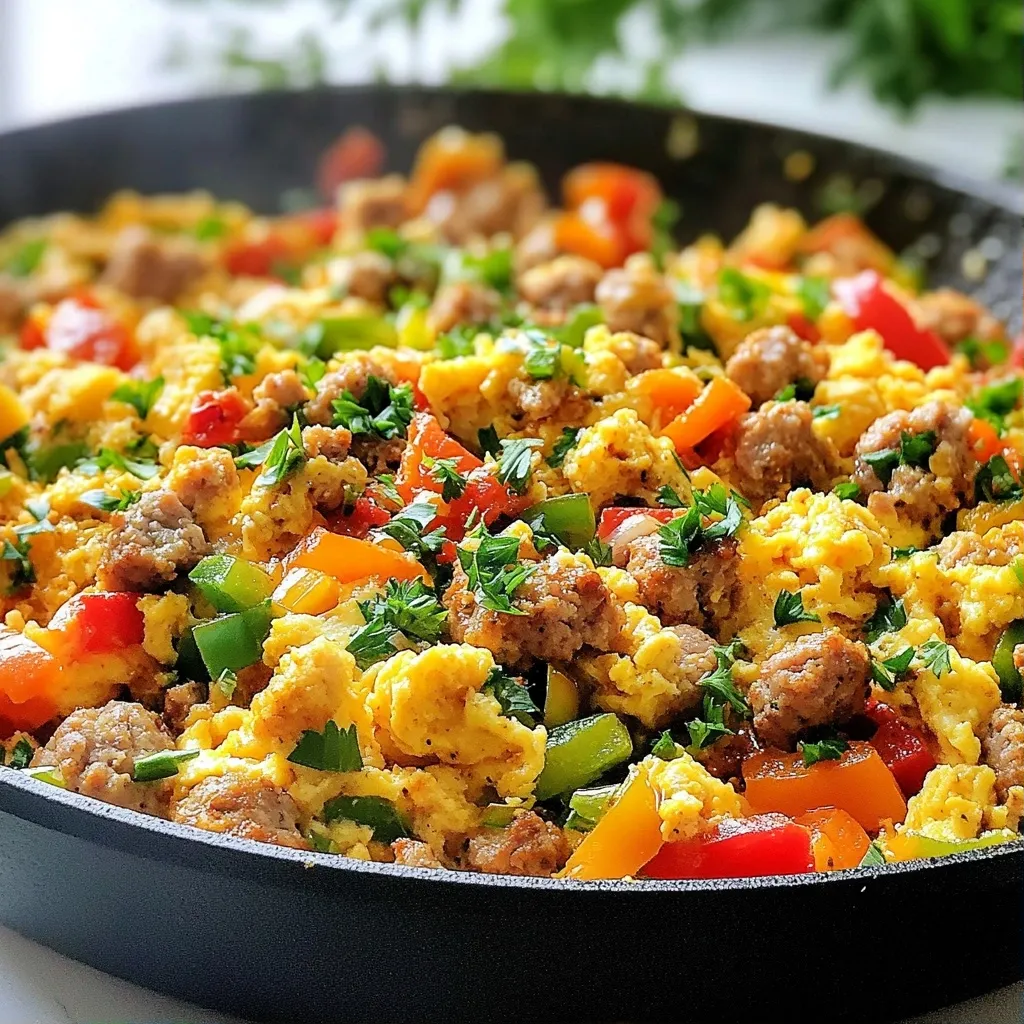 Savory Quick Breakfast Turkey Sausage and Bell Pepper Dish