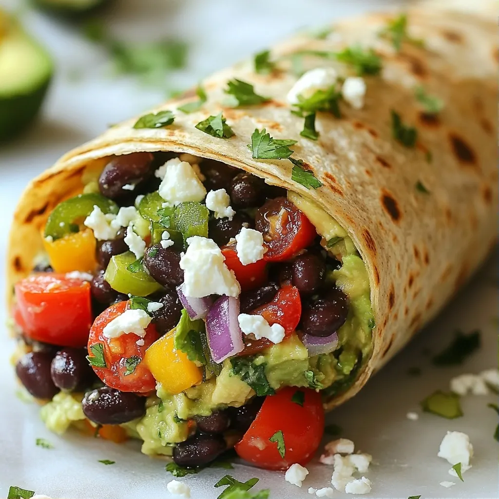 Spicy Healthy Breakfast Black Bean Avocado Wrap Delight