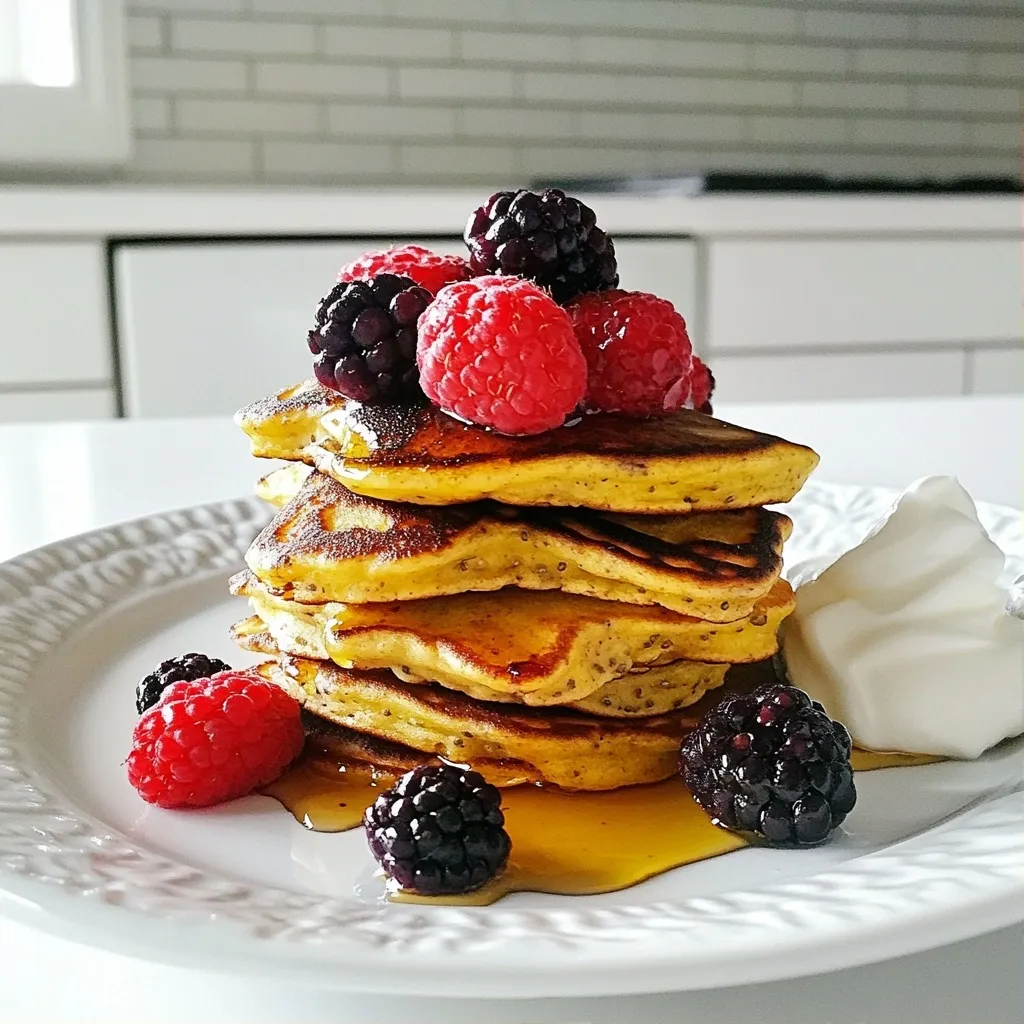 Fluffy Protein Mixed Berry Chia Seed Pancakes Delight